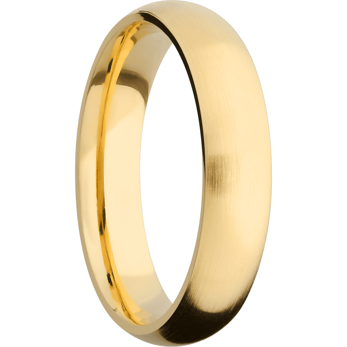 14K Yellow Gold + Satin Finish - 5 mm wide Domed 14K Yellow Gold band. - Custom