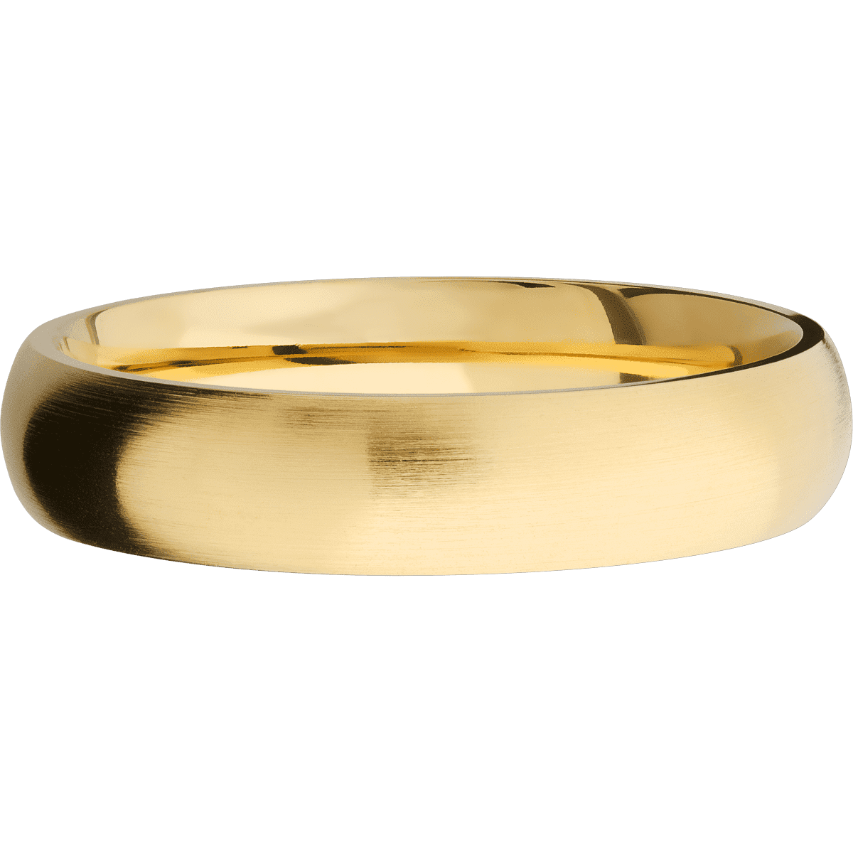 14K Yellow Gold + Satin Finish - 5 mm wide Domed 14K Yellow Gold band. - Custom