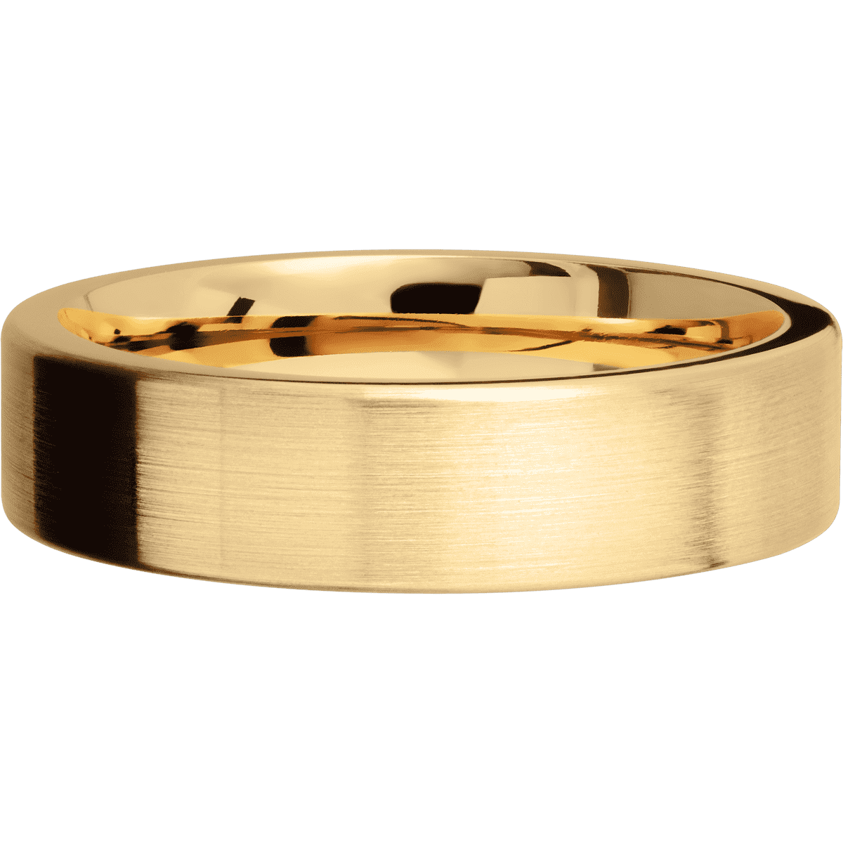 14K Yellow Gold + Satin Finish - 6 mm wide Flat 14K Yellow Gold band. - Custom