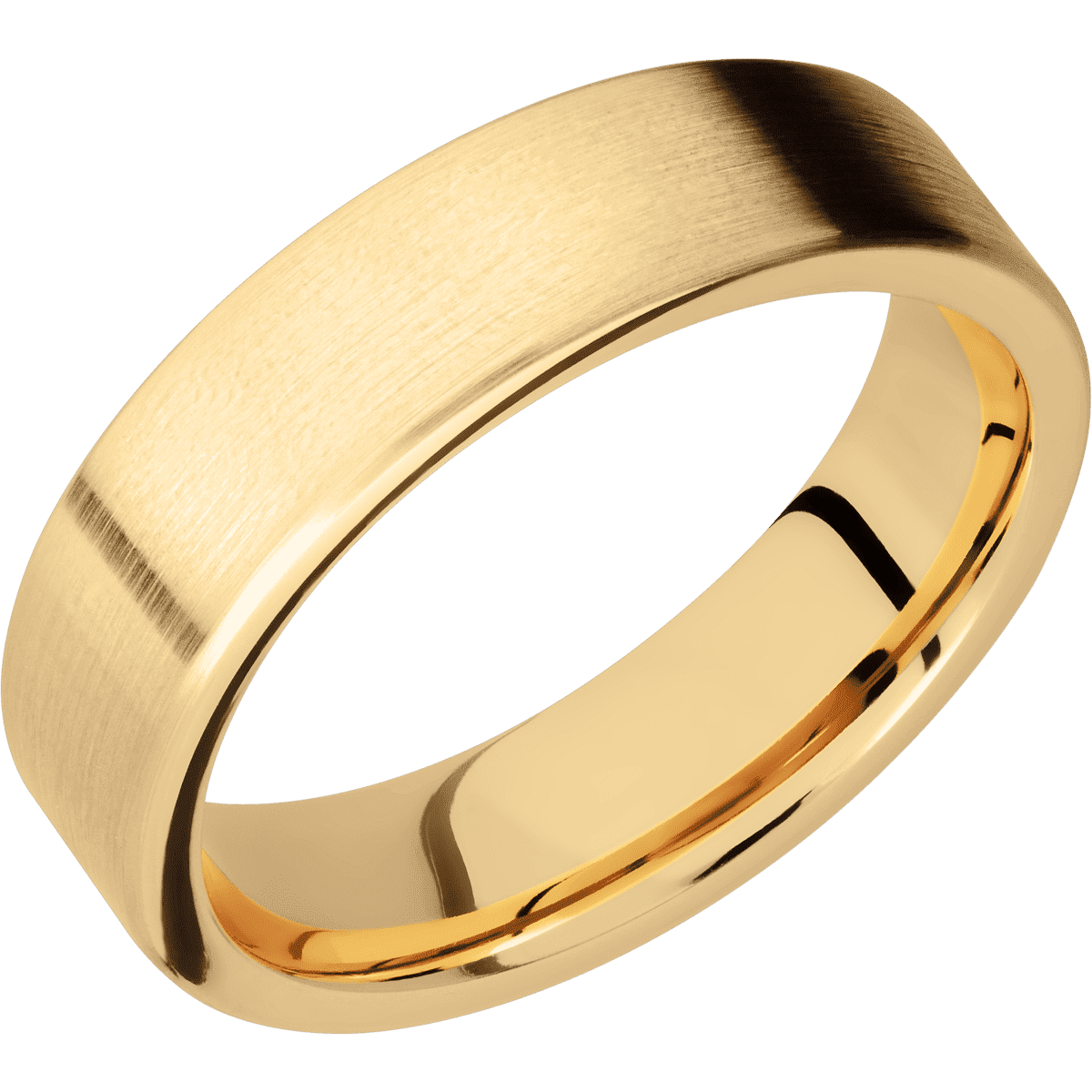 14K Yellow Gold + Satin Finish - 6 mm wide Flat 14K Yellow Gold band. - Custom