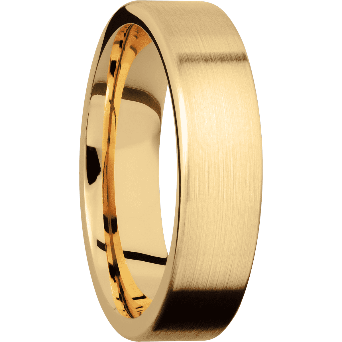 14K Yellow Gold + Satin Finish - 6 mm wide Flat 14K Yellow Gold band. - Custom