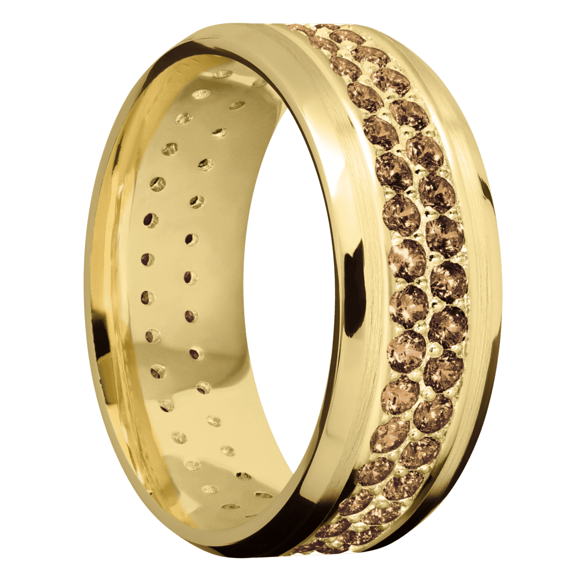 14K Yellow Gold + Satin Polish Finish - 14KY8BCOCODIA2ROWETERNITY.03BEAD-P - Custom