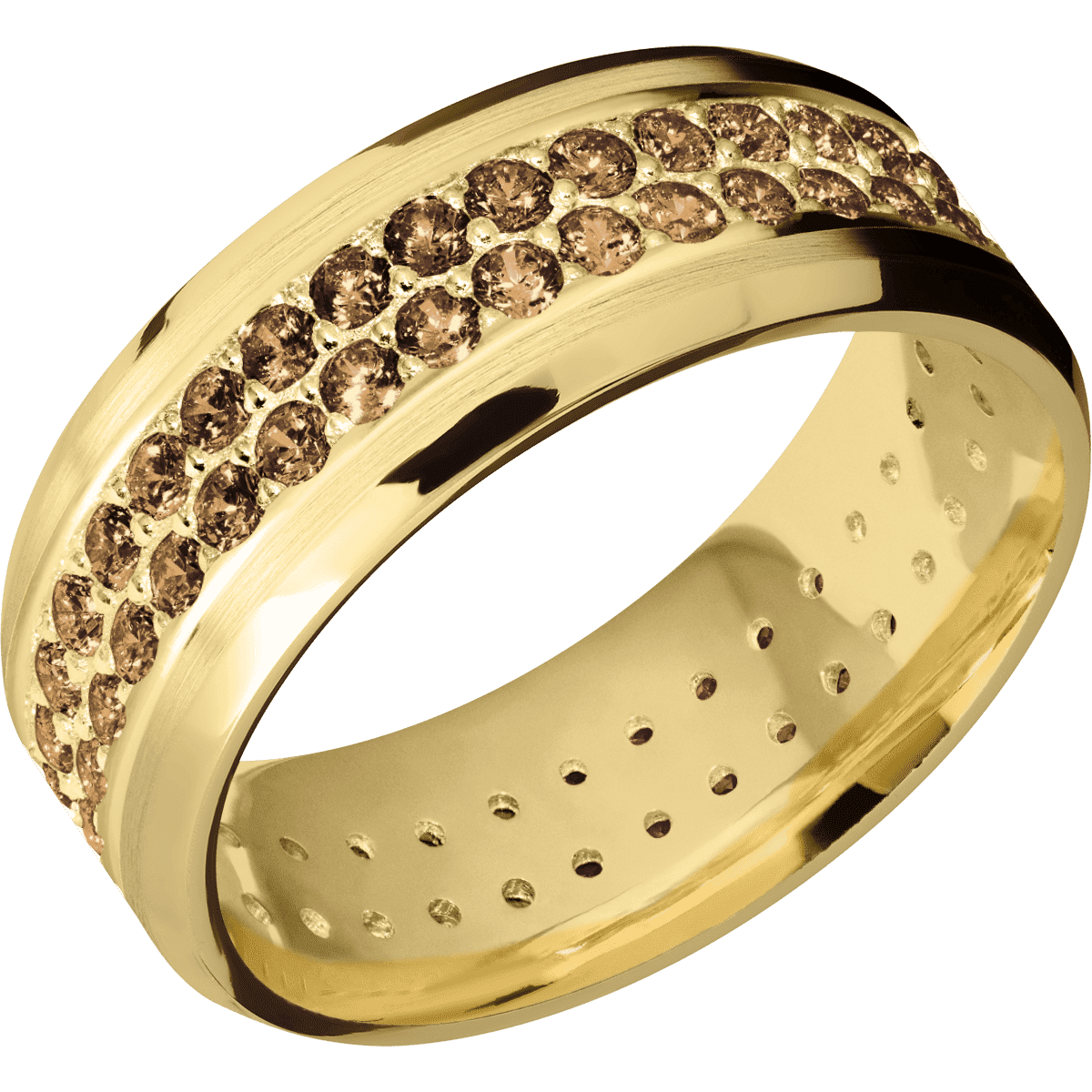 14K Yellow Gold + Satin Polish Finish - 14KY8BCOCODIA2ROWETERNITY.03BEAD-P - Custom