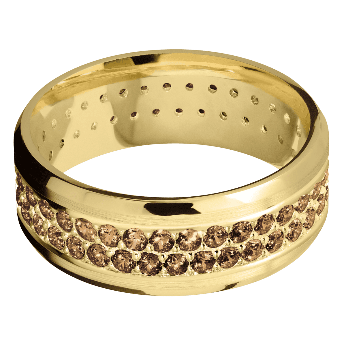 14K Yellow Gold + Satin Polish Finish - 14KY8BCOCODIA2ROWETERNITY.03BEAD-P - Custom