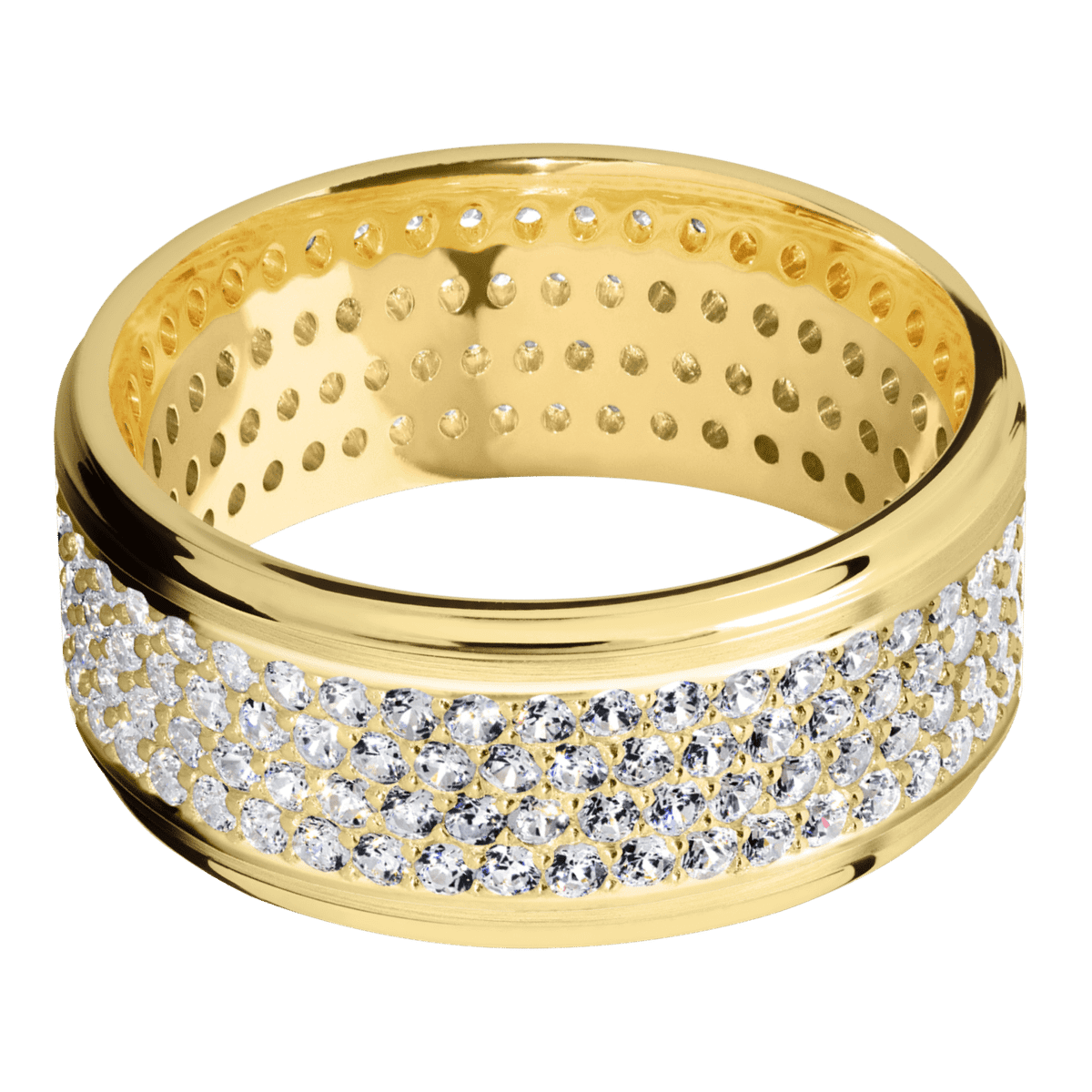 14K Yellow Gold + Satin Polish Finish - 14KY10FGEDIA4ROWETERNITY.015BEAD-P - Custom