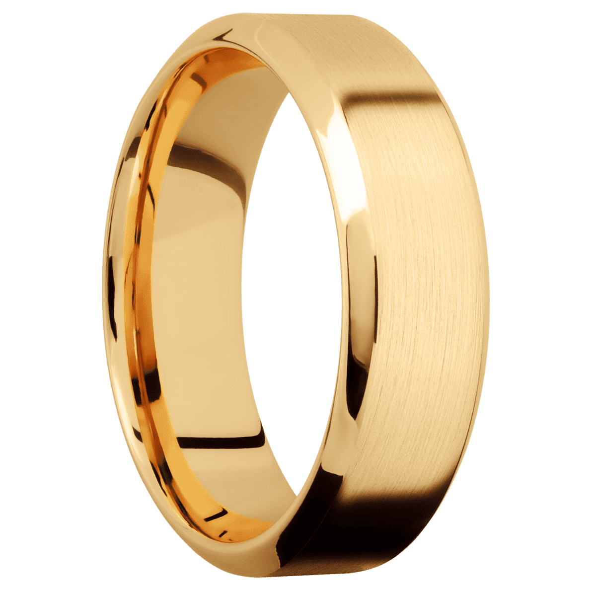14K Yellow Gold + Satin Polish Finish - 7 mm wide High Bevel 14K Yellow Gold band. - Custom