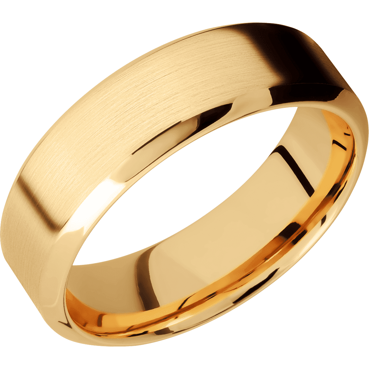 14K Yellow Gold + Satin Polish Finish - 7 mm wide High Bevel 14K Yellow Gold band. - Custom