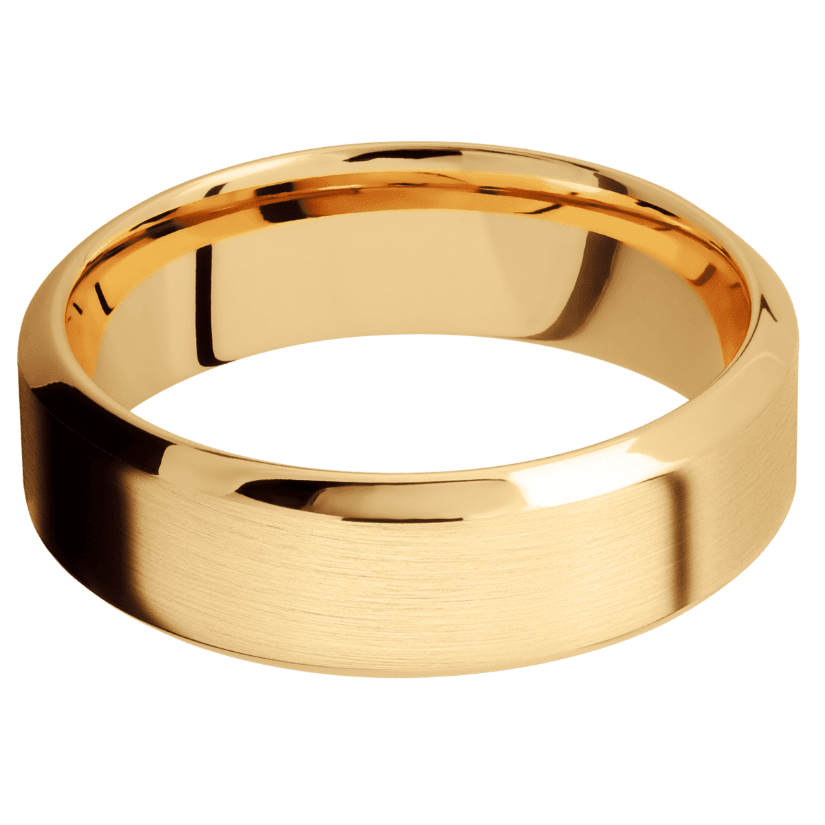 14K Yellow Gold + Satin Polish Finish - 7 mm wide High Bevel 14K Yellow Gold band. - Custom