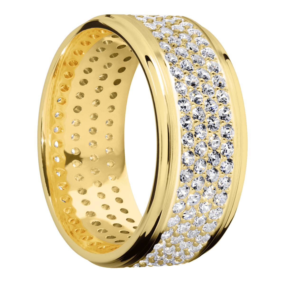 14K Yellow Gold + Satin Polish Finish - 14KY10FGEDIA4ROWETERNITY.015BEAD-P - Custom