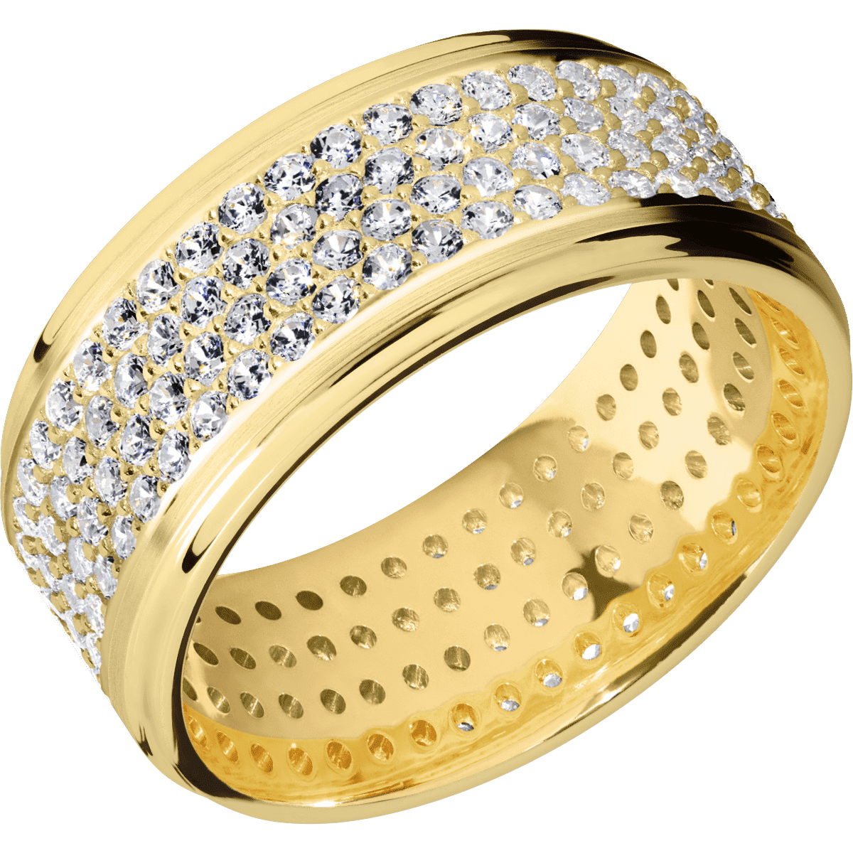 14K Yellow Gold + Satin Polish Finish - 14KY10FGEDIA4ROWETERNITY.015BEAD-P - Custom