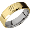 14K Yellow Gold + Treebark3 Polish Finish + Cobalt Chrome - 7 mm wide High Bevel 14K Yellow Gold band featuring