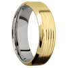 14K Yellow Gold + Treebark3 Polish Finish + Cobalt Chrome - 7 mm wide High Bevel 14K Yellow Gold band featuring