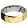14K Yellow Gold + Treebark3 Polish Finish + Cobalt Chrome - 7 mm wide High Bevel 14K Yellow Gold band featuring