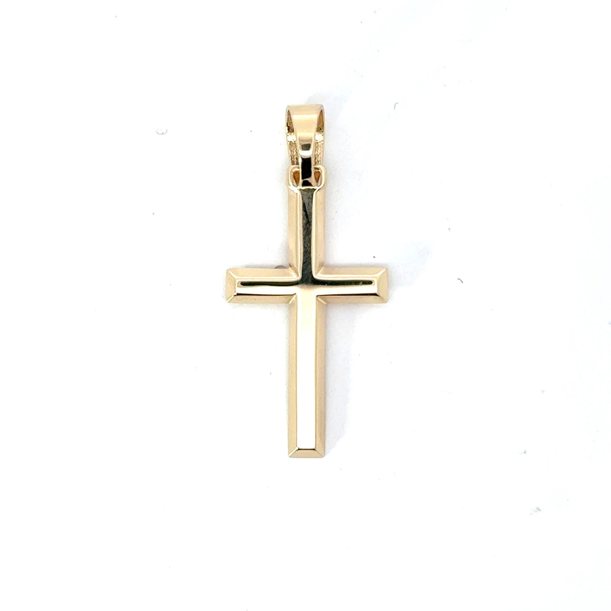 14KT Bevelled Cross - 1"