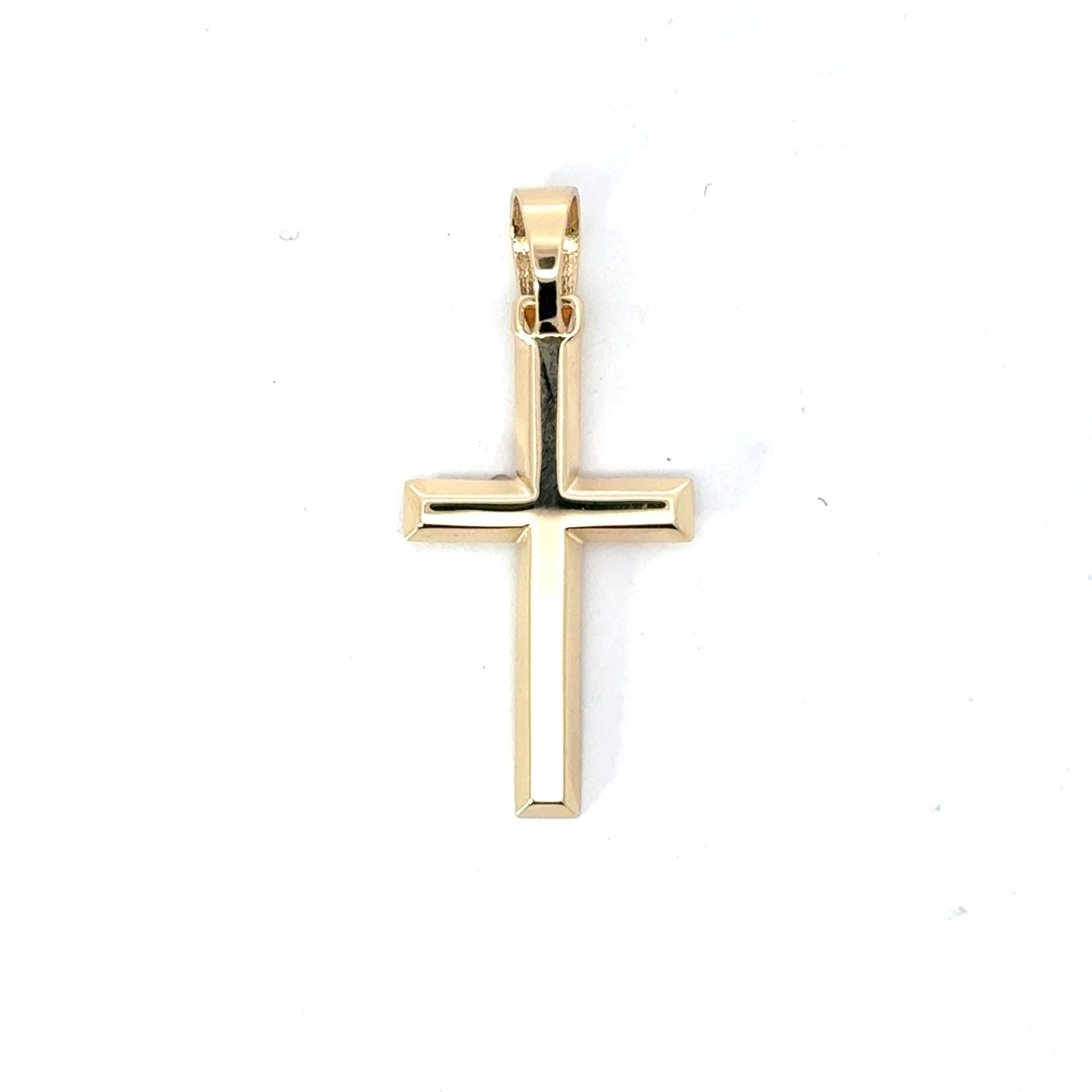 14KT Bevelled Cross - 1"