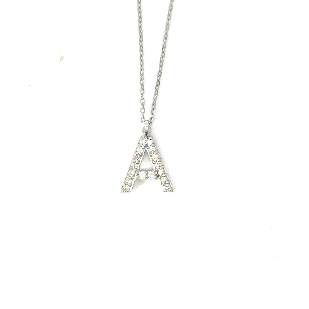 14KT Natural or Lab Diamond Initial Pendant - Lab / Natural Necklace