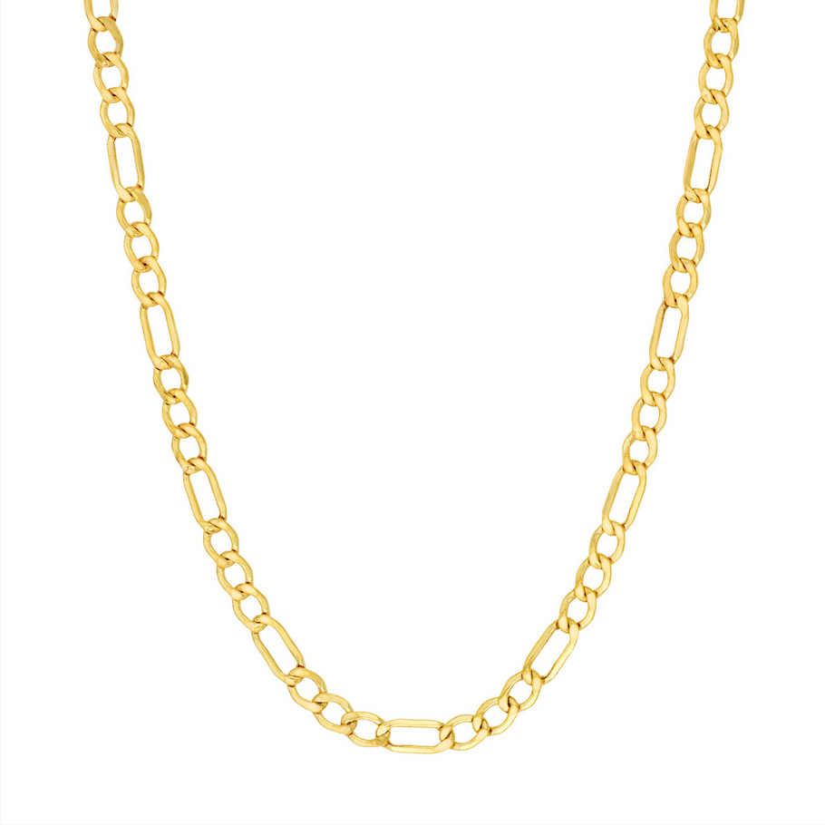 14KT Yellow Gold 3.60mm Hollow Diamond Cut Figaro Chain - 20’’ or 24’’ - Men’s Gold Chains