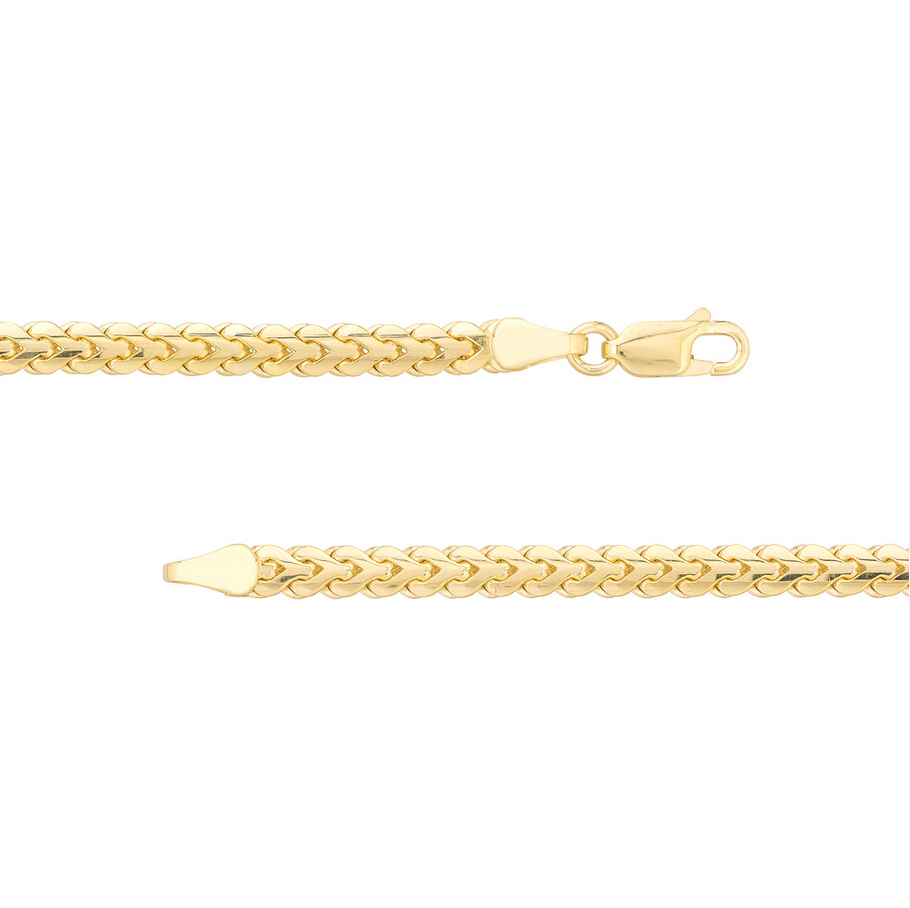 14KT Yellow Gold -4mm Flat Bombe Franco Chain - 22" or 24" – view 3 of 3