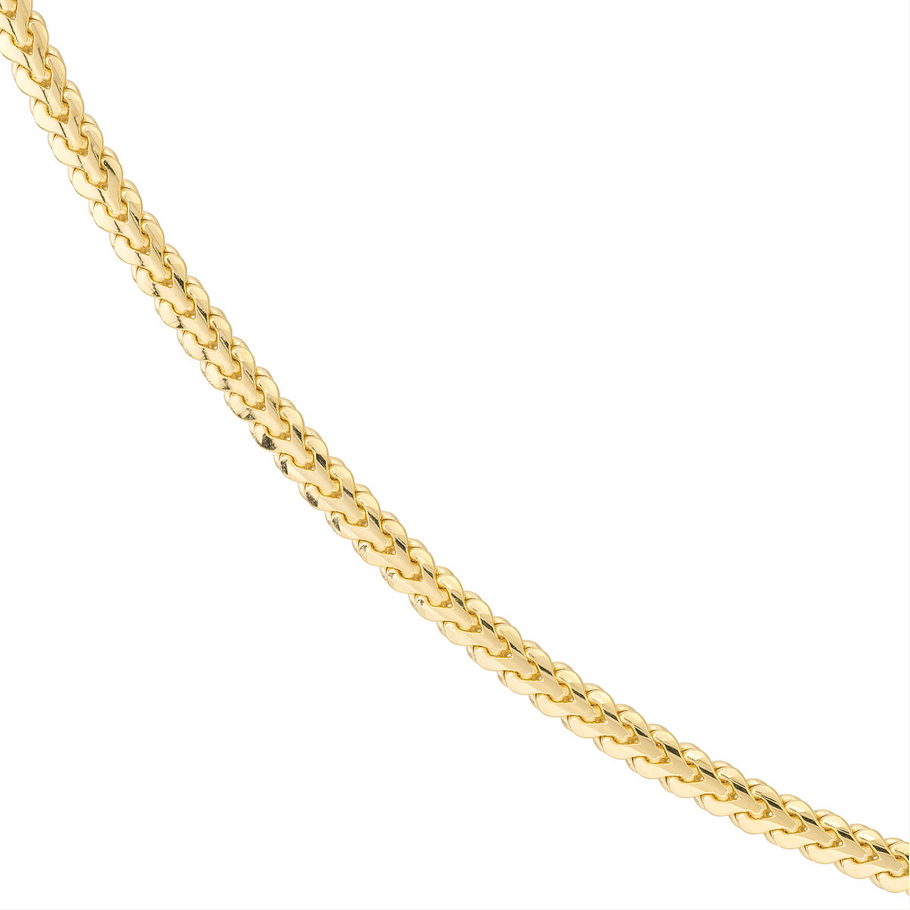 14KT Yellow Gold -4mm Flat Bombe Franco Chain- 22’’ or 24’’ - Men’s Gold Chains