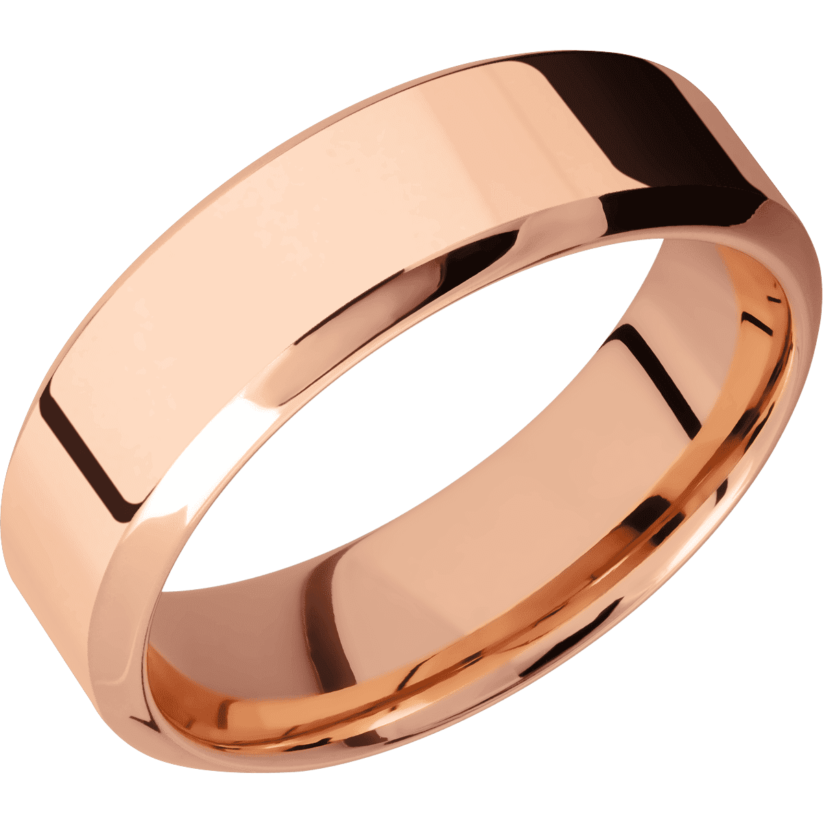 18K Rose Gold + Polish Polish Finish - 7 mm wide High Bevel 18K Rose Gold band. - Custom