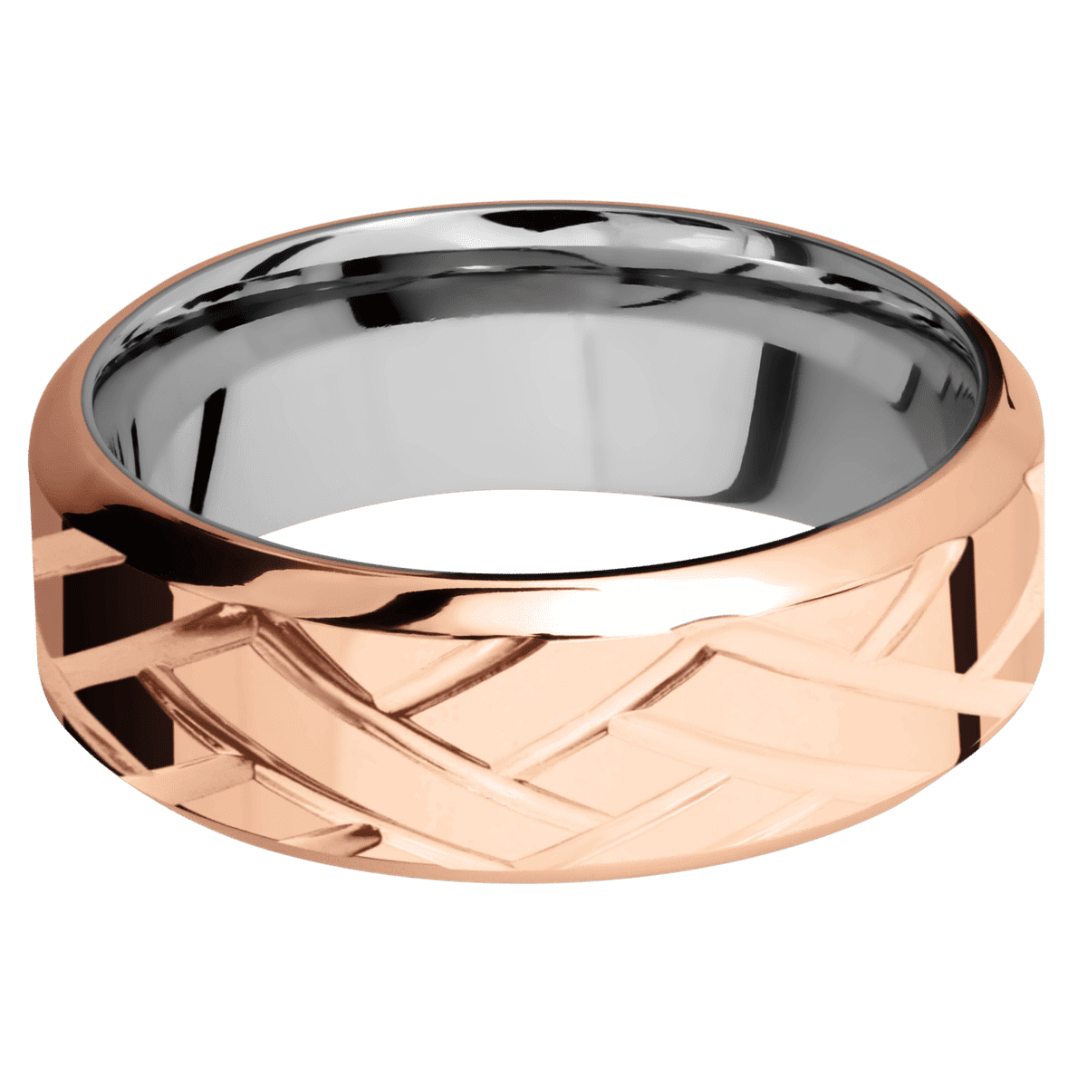 18K Rose Gold + Polish Polish Finish + Titanium - TISLEEVE18KR8HBLATTICE - Custom