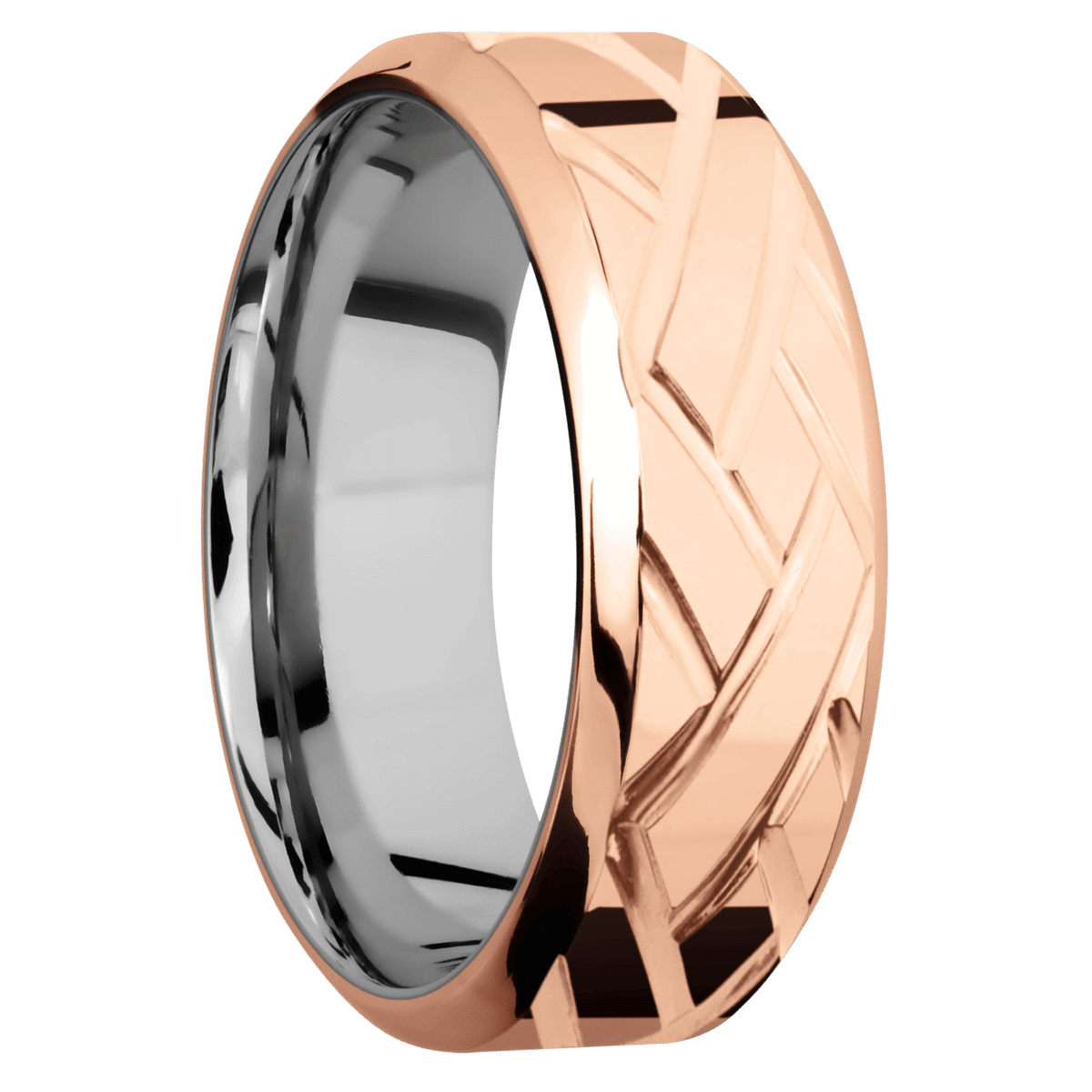 18K Rose Gold + Polish Polish Finish + Titanium - TISLEEVE18KR8HBLATTICE - Custom