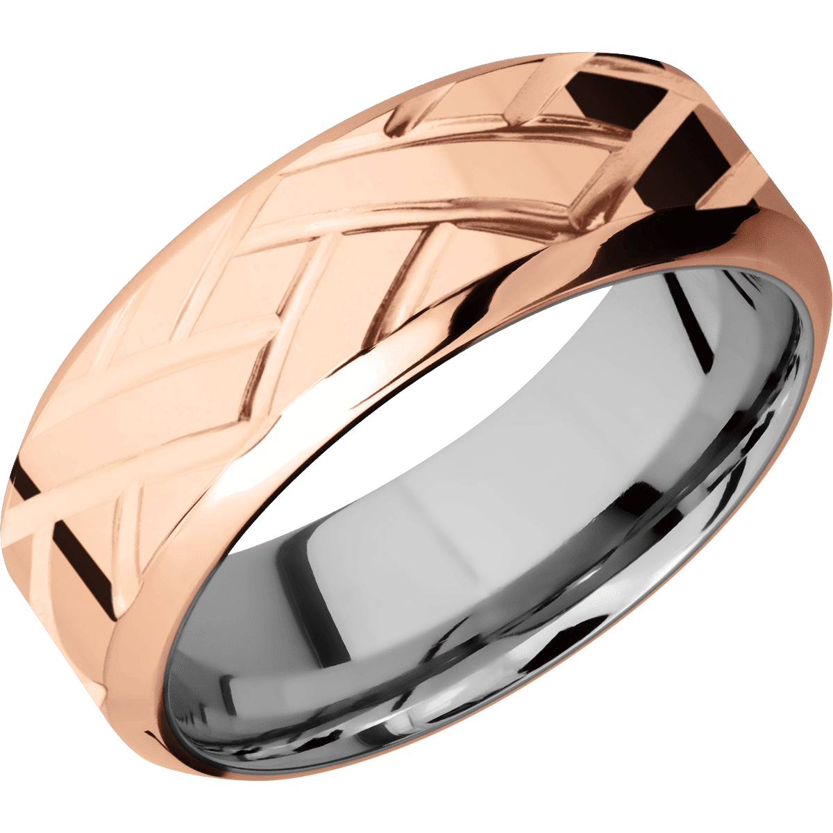 18K Rose Gold + Polish Polish Finish + Titanium - TISLEEVE18KR8HBLATTICE - Custom