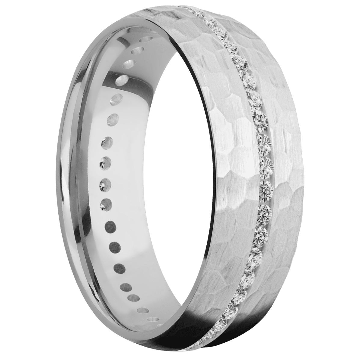 18K White Gold + Hammer Finish - 18KW7DETERNITYLABDIA.015CH-L - Custom