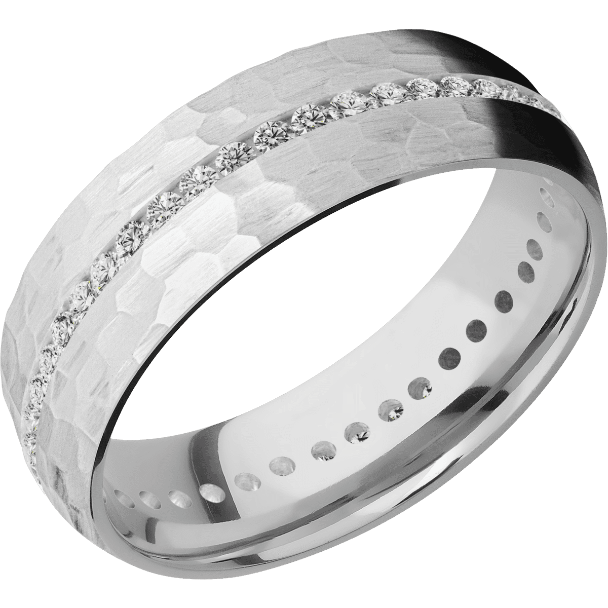 18K White Gold + Hammer Finish - 18KW7DETERNITYLABDIA.015CH-L - Custom
