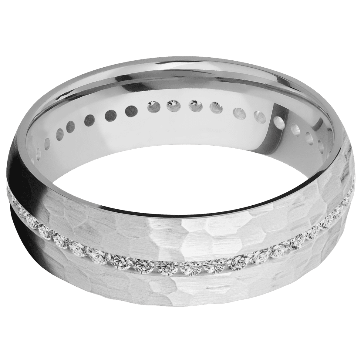 18K White Gold + Hammer Finish - 18KW7DETERNITYLABDIA.015CH-L - Custom