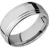 18K White Gold + Polish Polish Finish - 8 mm wide Flat Double Stepped Edges 18K White Gold band. - Custom