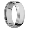 18K White Gold + Polish Polish Finish - 8 mm wide Flat Double Stepped Edges 18K White Gold band. - Custom