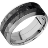 18K White Gold + Polish Satin Finish - 9 mm wide/High Bevel/18K White Gold band featuring inlays of Zirconium and Black