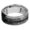 18K White Gold + Polish Satin Finish - 9 mm wide/High Bevel/18K White Gold band featuring inlays of Zirconium and Black