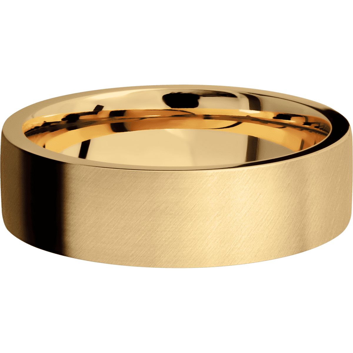 18K Yellow Gold + Anglesatin Finish - 7 mm wide Flat 18K Yellow Gold band. - Custom