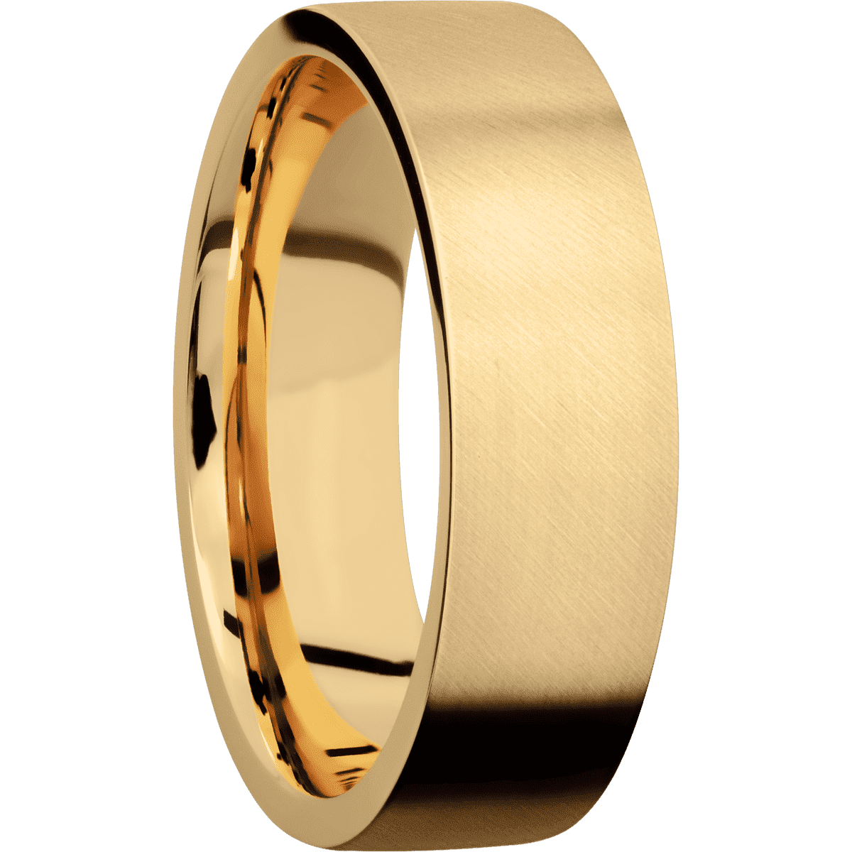 18K Yellow Gold + Anglesatin Finish - 7 mm wide Flat 18K Yellow Gold band. - Custom