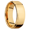 18K Yellow Gold + Anglesatin Polish Finish + 14K Yellow Gold - 8 mm wide Flat Grooved Edges 18K Yellow Gold band