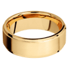 18K Yellow Gold + Anglesatin Polish Finish + 14K Yellow Gold - 8 mm wide Flat Grooved Edges 18K Yellow Gold band