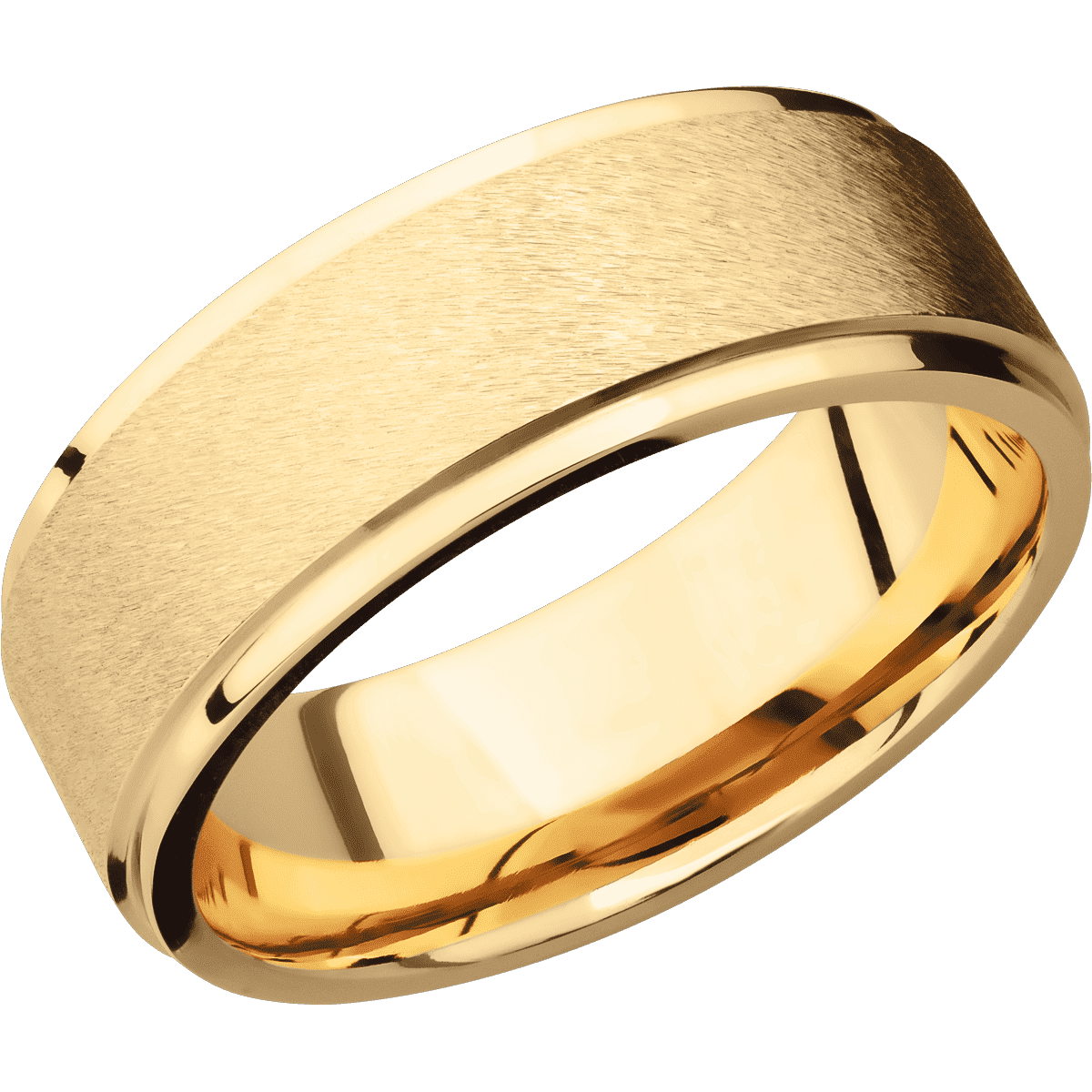 18K Yellow Gold + Anglestone Polish Finish - 8 mm wide Flat Grooved Edges 18K Yellow Gold band. - Custom