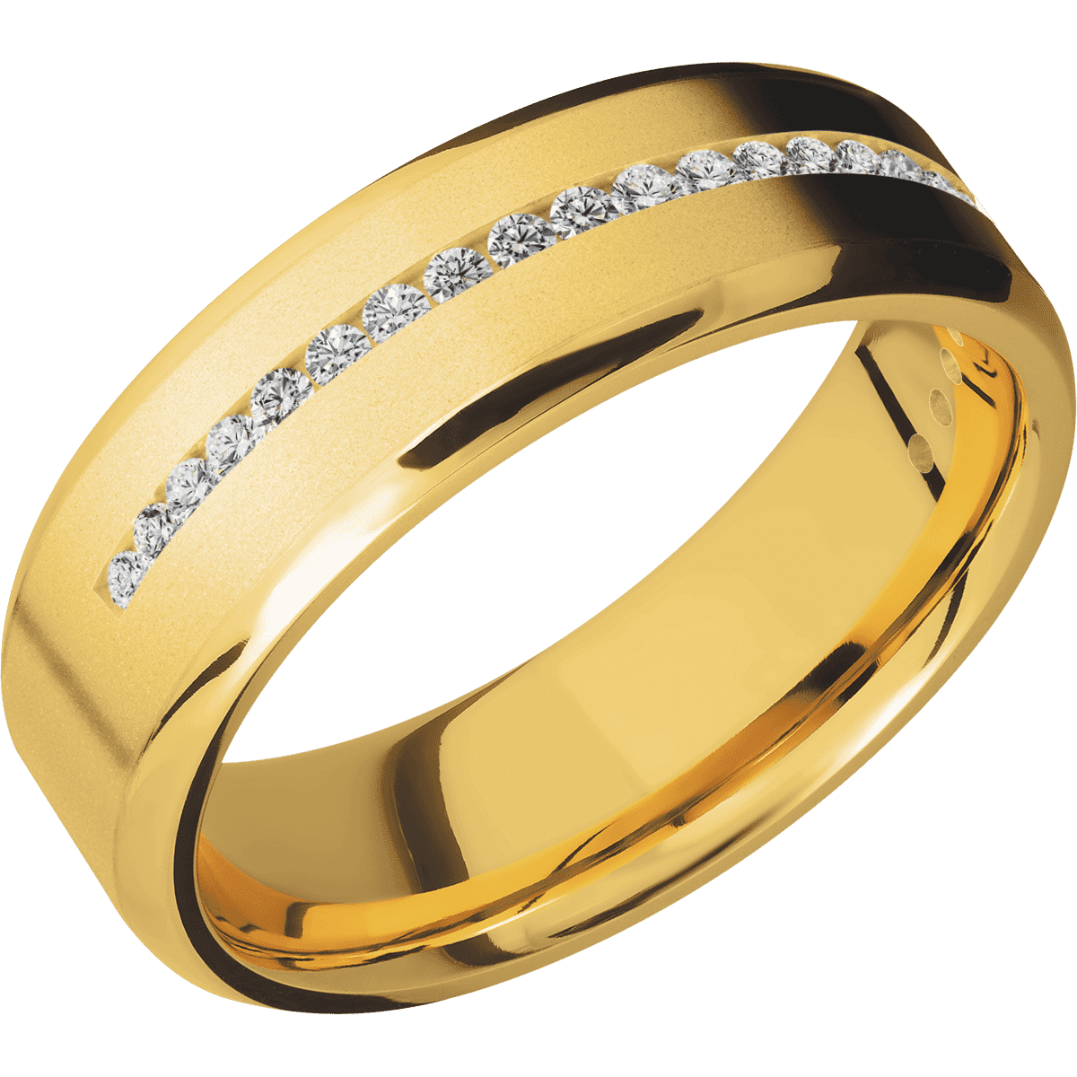 18K Yellow Gold + Bead Polish Finish - 18KY7BHALFETERNITYLABDIA.015CH-L - Custom