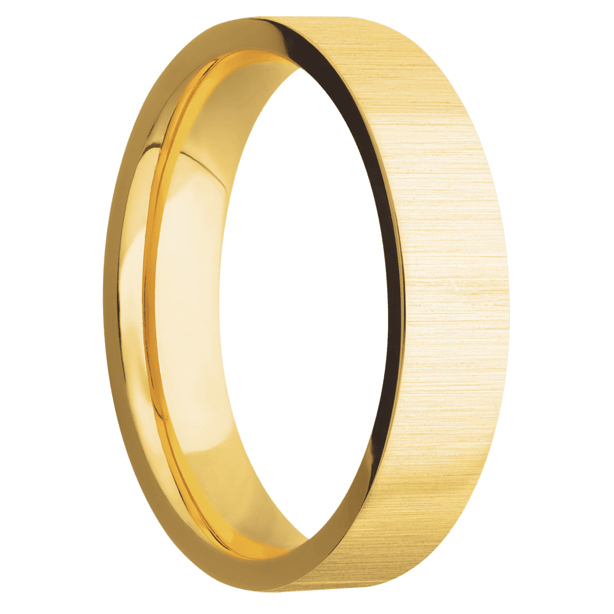 18K Yellow Gold + Crosssatin Finish - 5 mm wide Flat 18K Yellow Gold band. - Custom