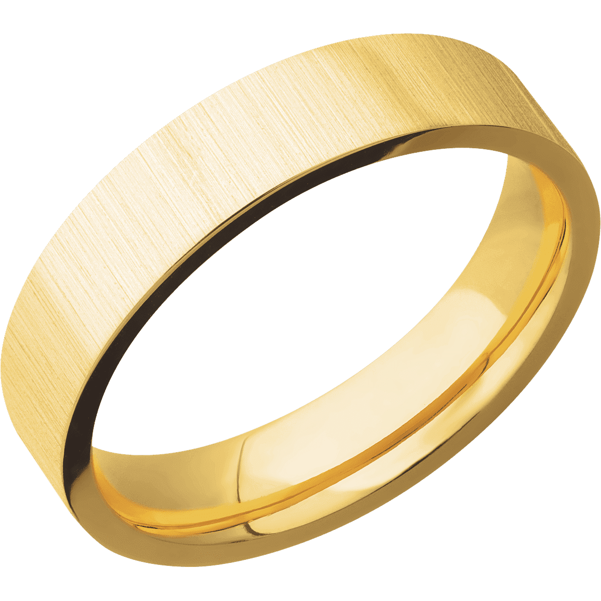 18K Yellow Gold + Crosssatin Finish - 5 mm wide Flat 18K Yellow Gold band. - Custom