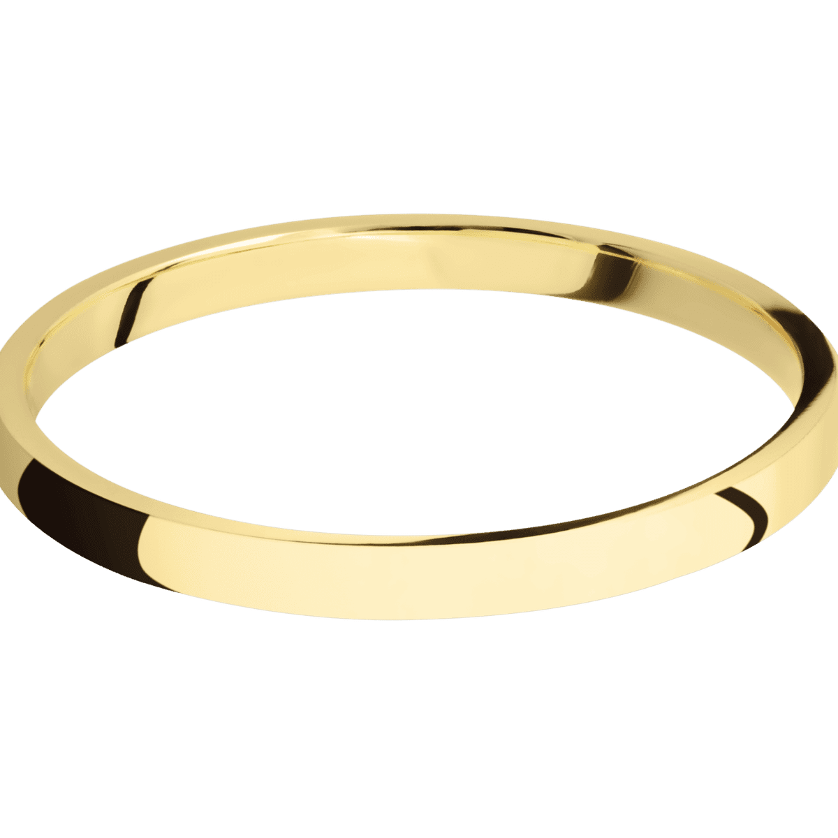 18K Yellow Gold + Polish Finish - 2 mm wide Domed 18K Yellow Gold band. - Custom