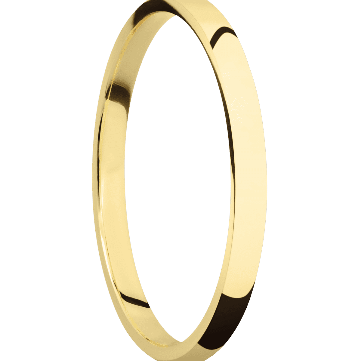 18K Yellow Gold + Polish Finish - 2 mm wide Domed 18K Yellow Gold band. - Custom