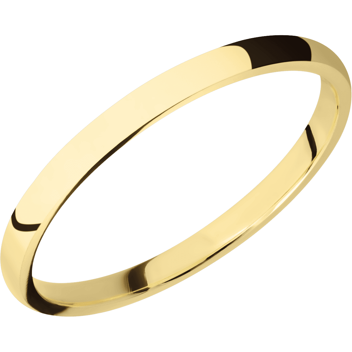 18K Yellow Gold + Polish Finish - 2 mm wide Domed 18K Yellow Gold band. - Custom