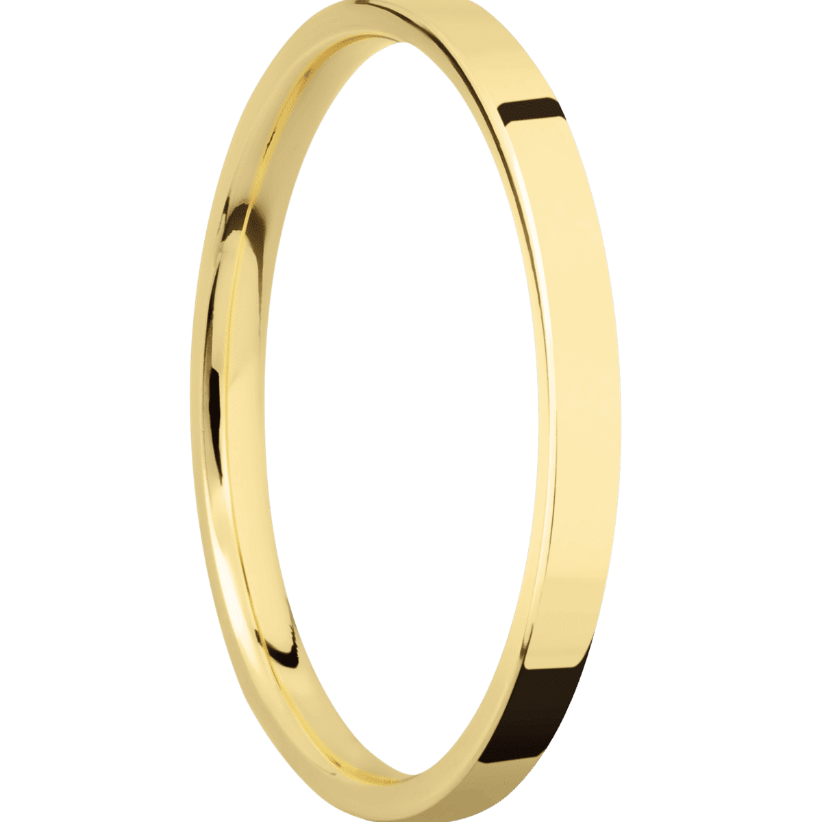18K Yellow Gold + Polish Finish - 2 mm wide Flat 18K Yellow Gold band. - Custom