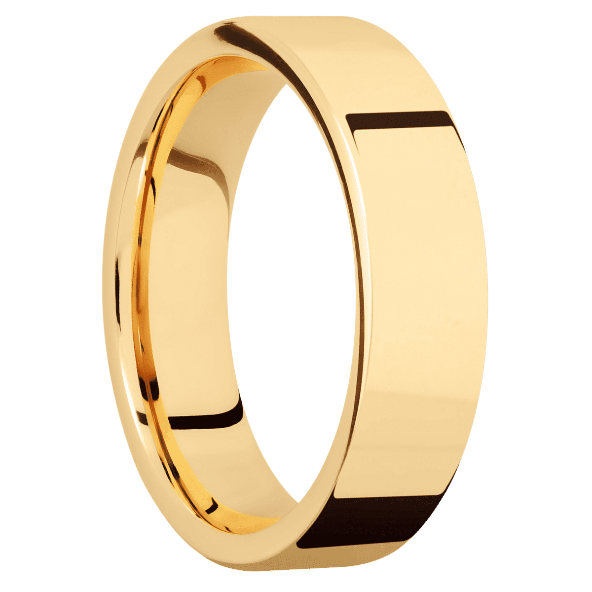18K Yellow Gold + Polish Finish - 6 mm wide Flat 18K Yellow Gold band. - Custom