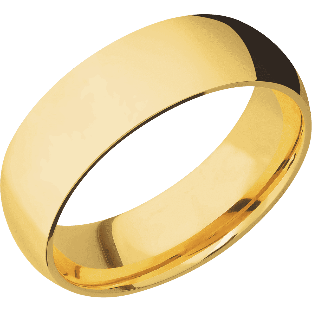 18K Yellow Gold + Polish Finish - 7 mm wide Domed 18K Yellow Gold band. - Custom