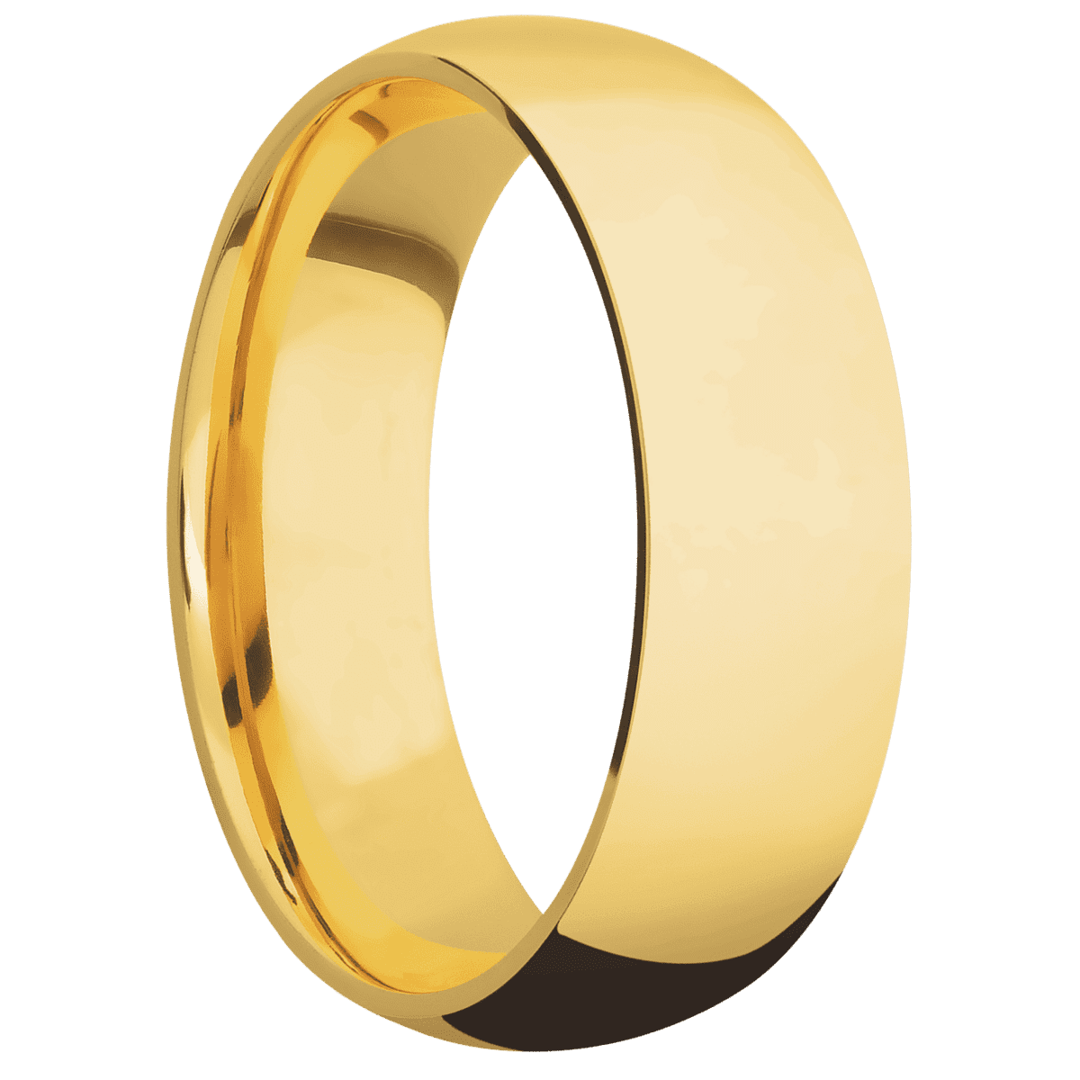 18K Yellow Gold + Polish Finish - 7 mm wide Domed 18K Yellow Gold band. - Custom