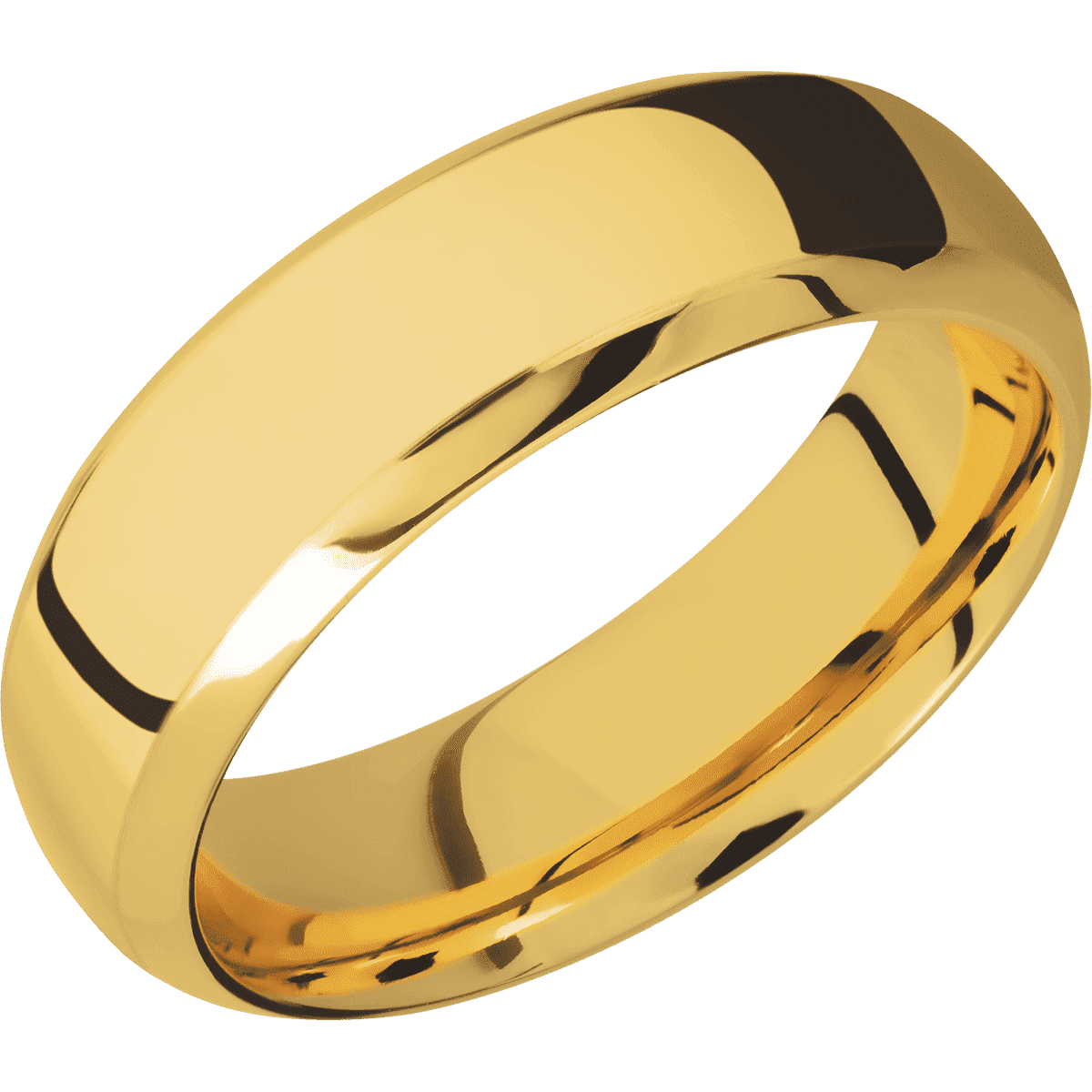 18K Yellow Gold + Polish Polish Finish - 7 mm wide Domed Bevel 18K Yellow Gold band. - Custom
